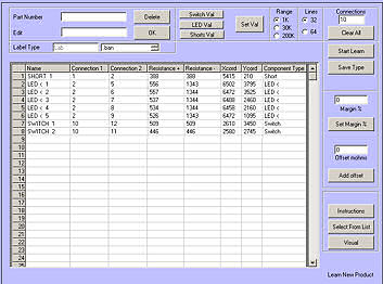 Setup screen table